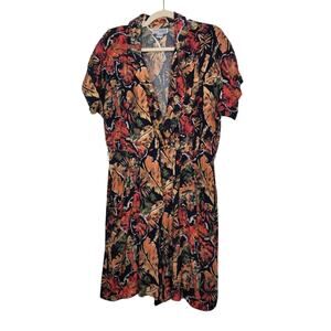 Vintage 80s 90s Romper Womens Boho Hawaiian Floral Flowers Nature Rayon 15/16